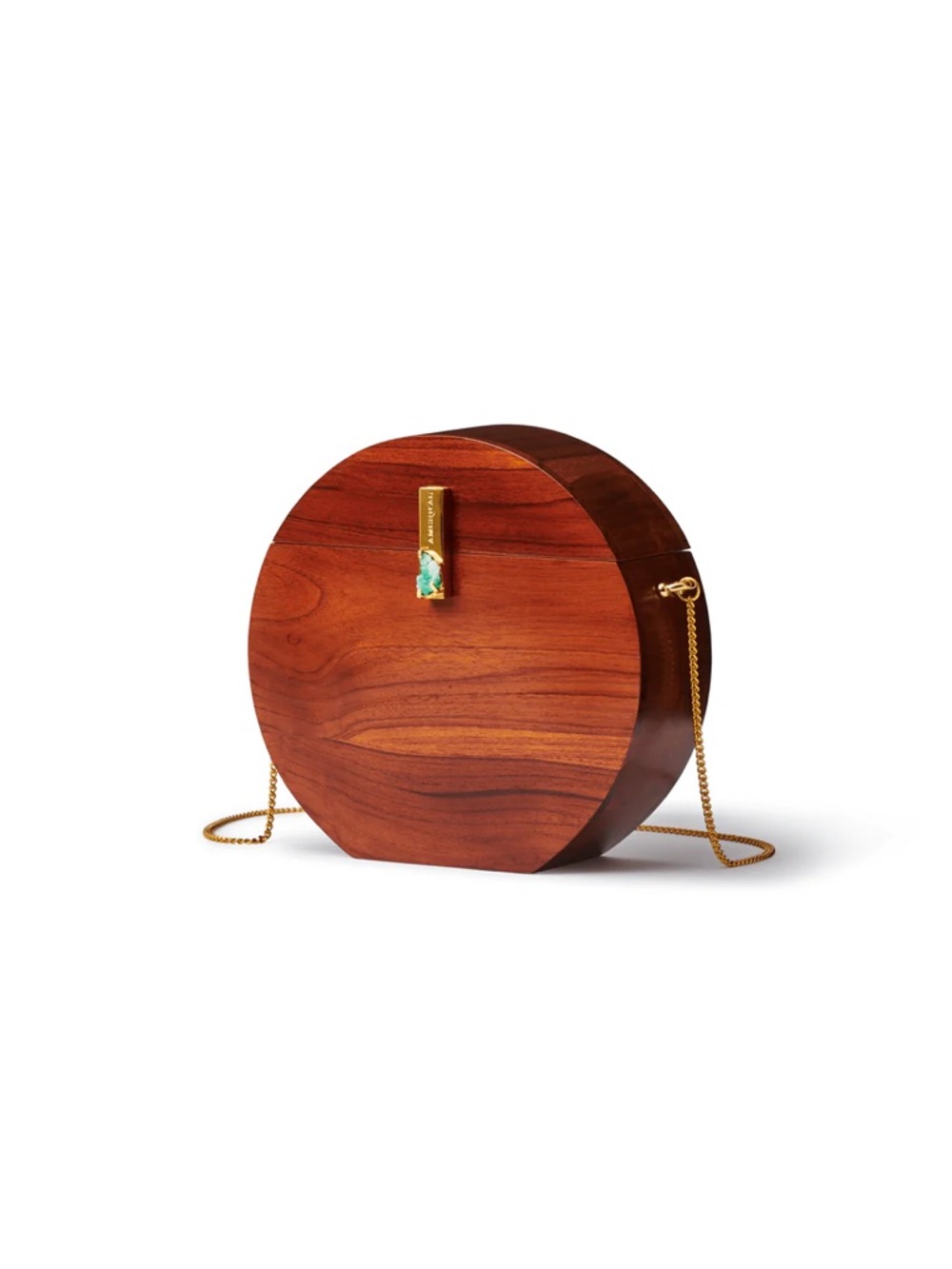 Americae The Circular Raw Emerald Bag Wood Grain Round Crossbody Bag - Brown